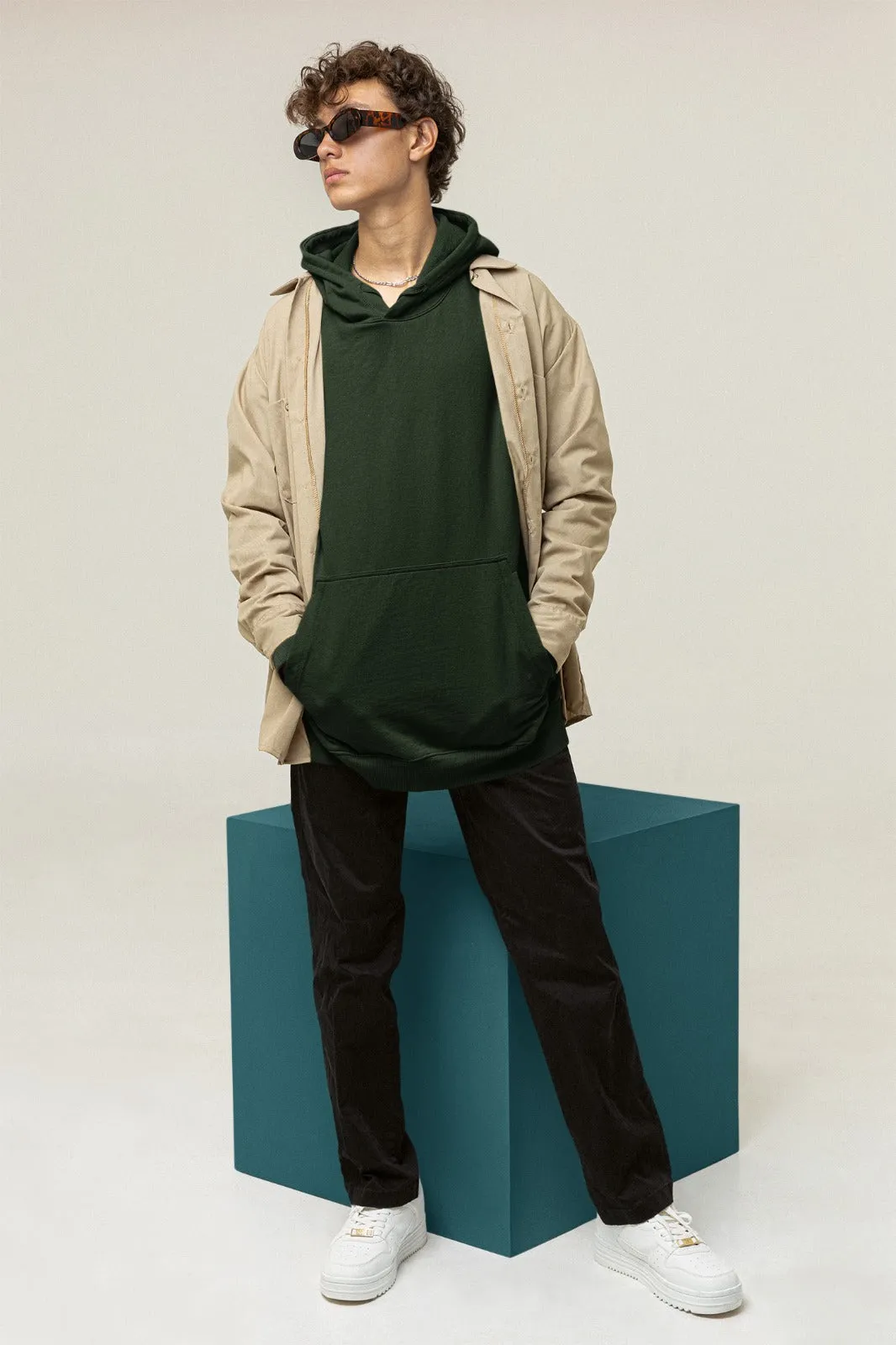 Bottle Green Oversized Hoodie || Essentials