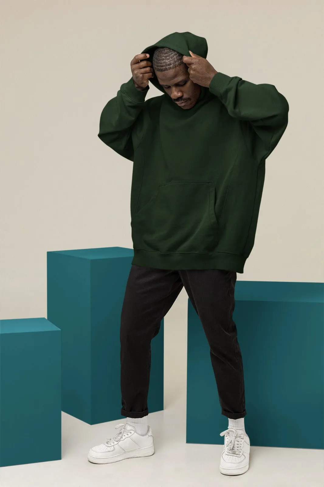 Bottle Green Oversized Hoodie || Essentials