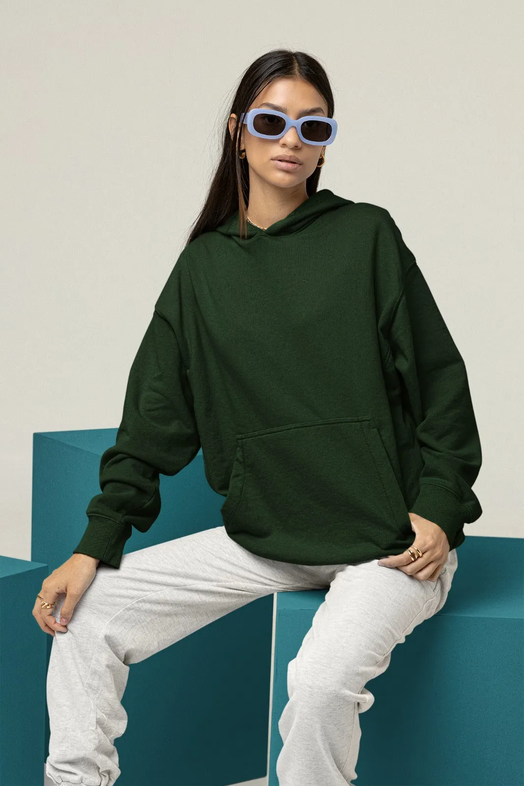 Bottle Green Oversized Hoodie || Essentials