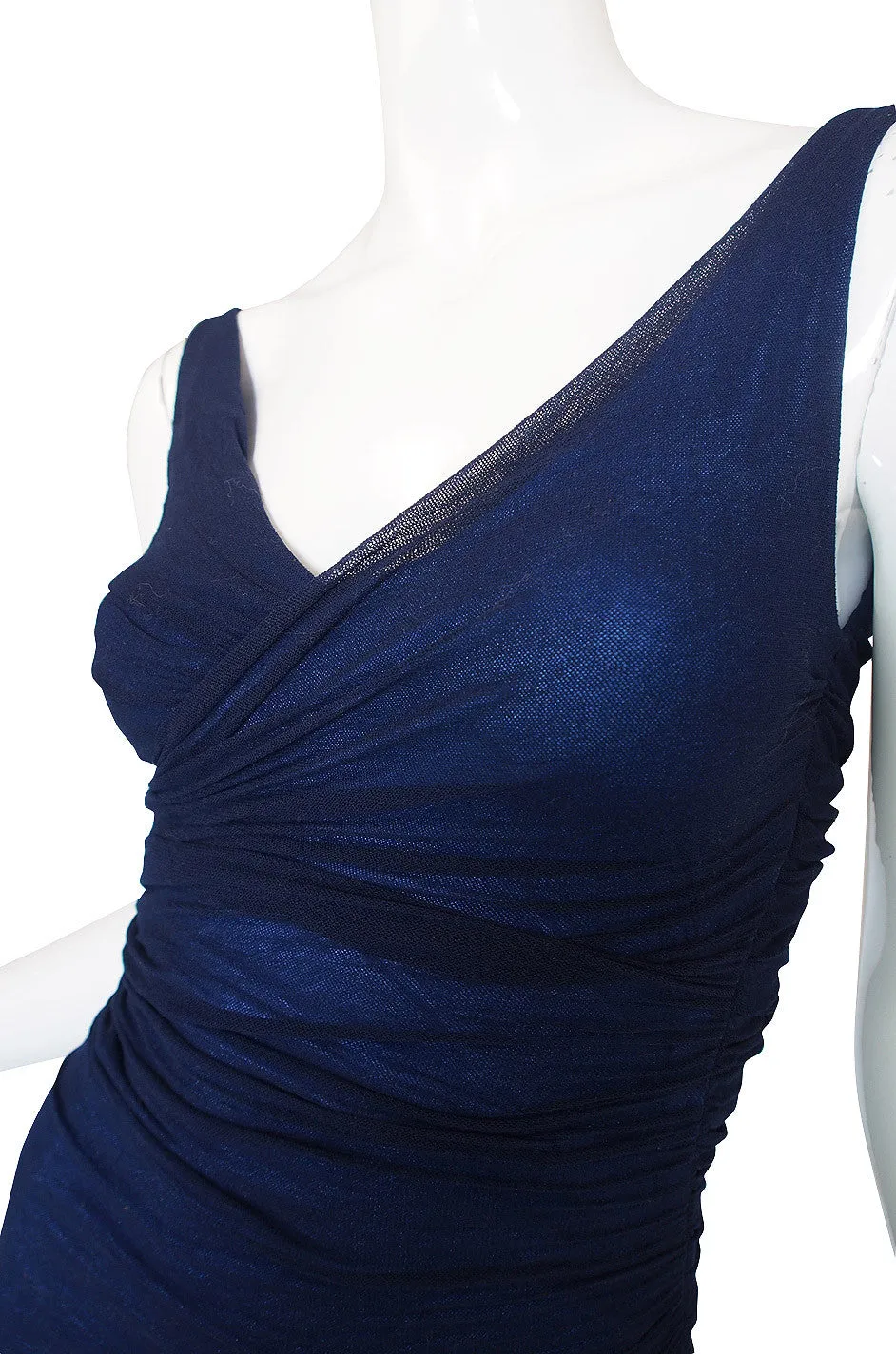 c.1990 Blue Net Silk Giorgio Di Sant Angelo Dress