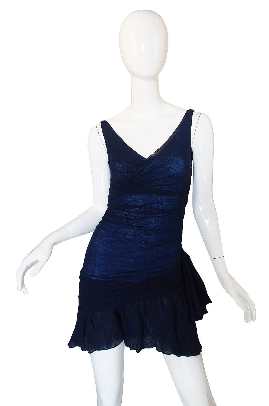 c.1990 Blue Net Silk Giorgio Di Sant Angelo Dress