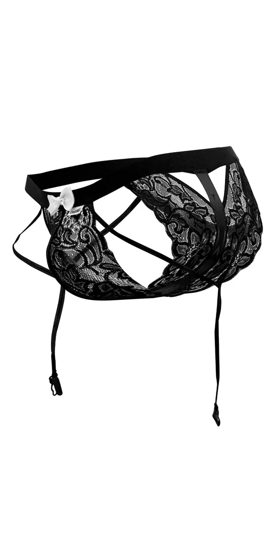 Candyman 99679 Lace Garter Briefs Black