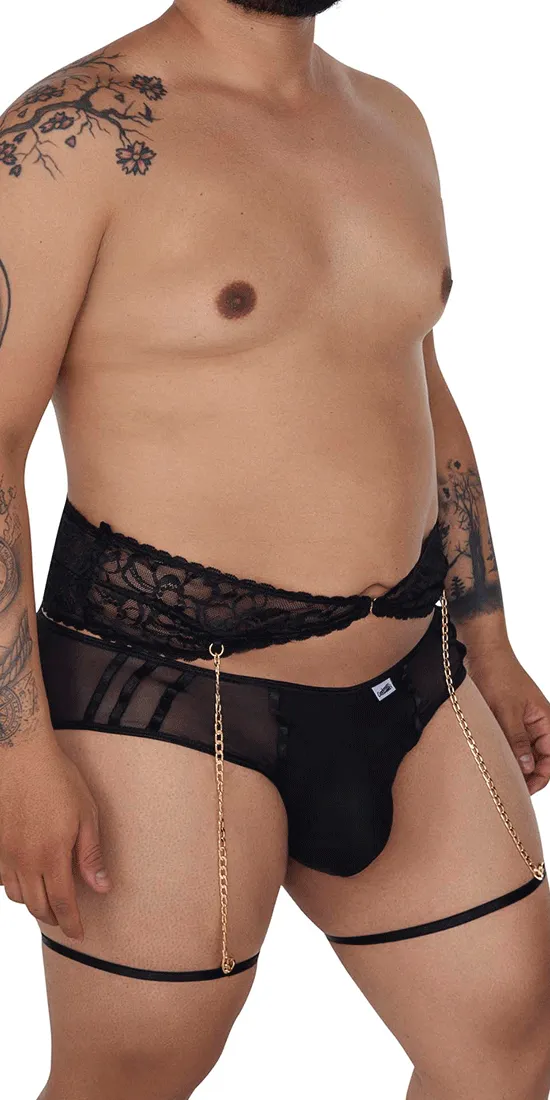Candyman 99703x Garter Briefs Two Piece Set Black