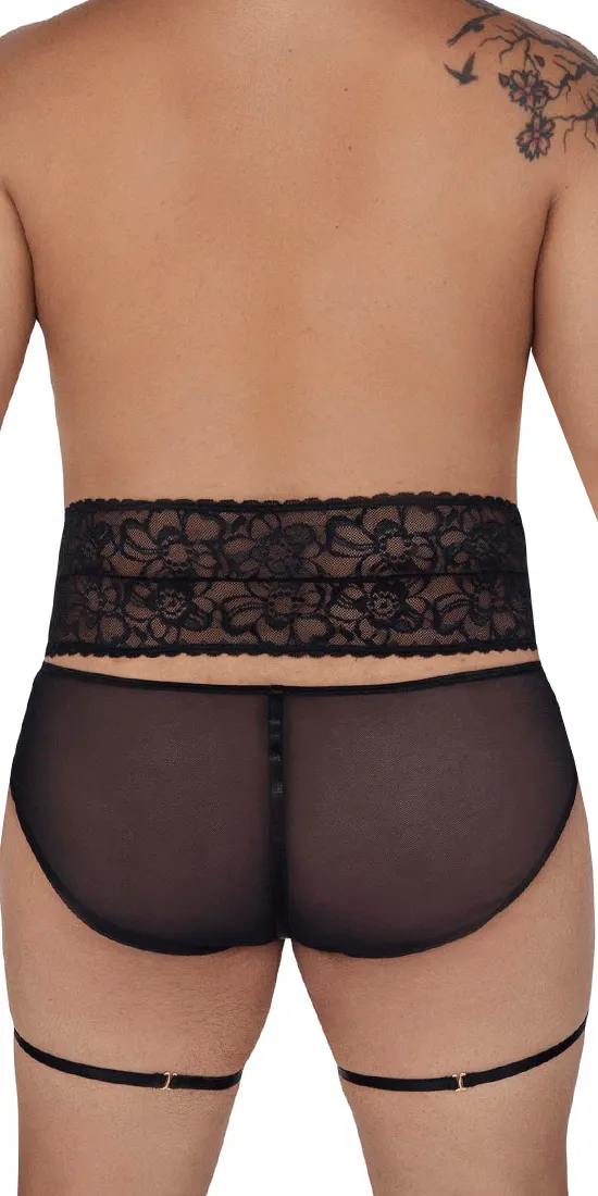 Candyman 99703x Garter Briefs Two Piece Set Black