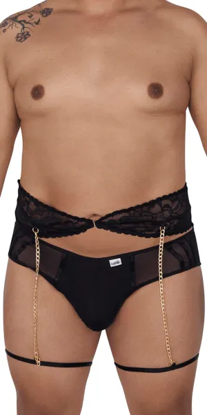 Candyman 99703x Garter Briefs Two Piece Set Black