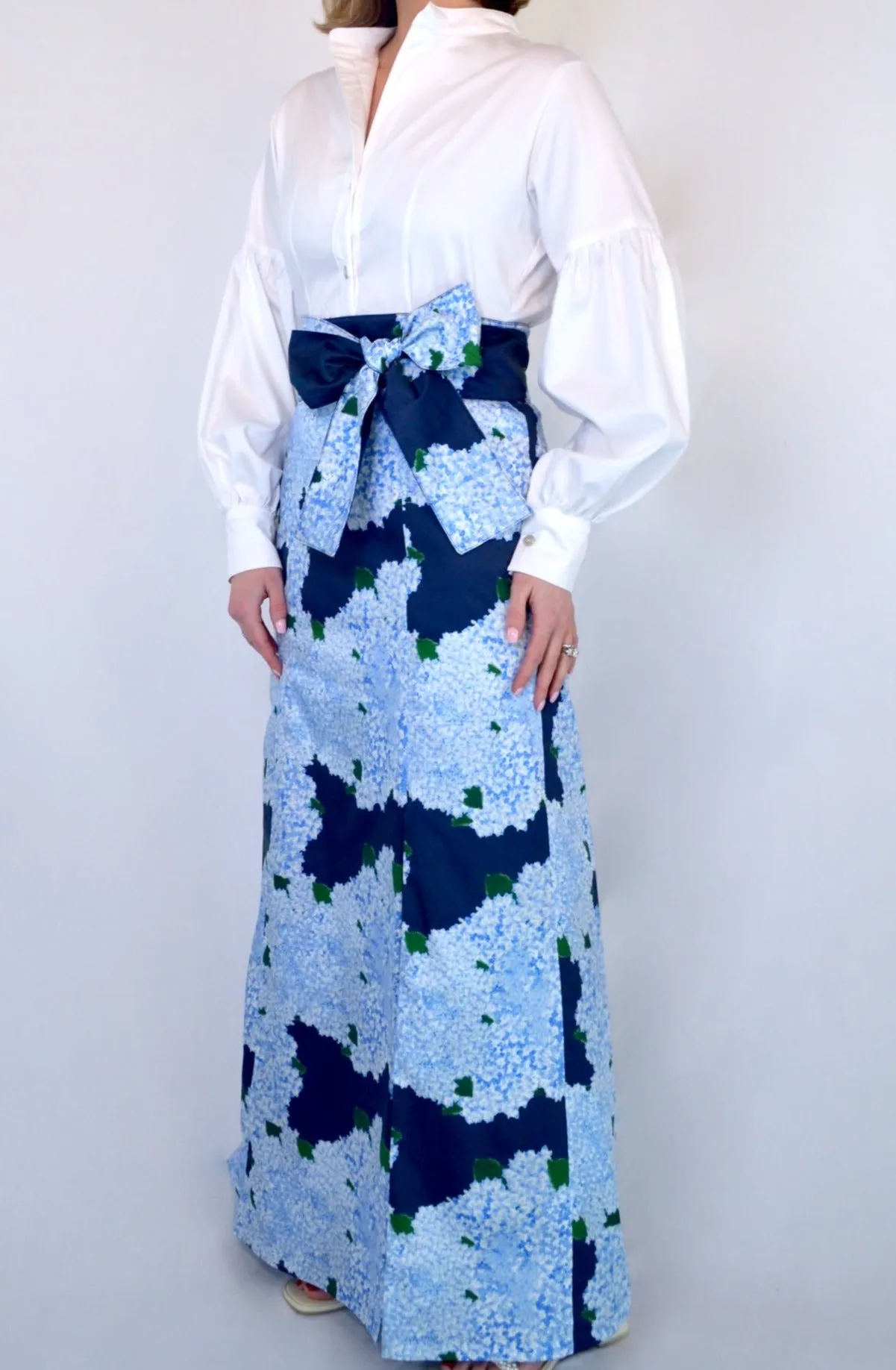 Carolina Panel Skirt in Navy Hydrangea