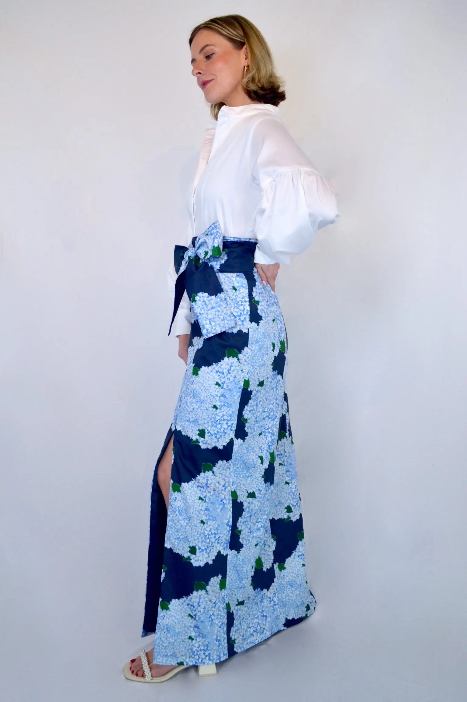 Carolina Panel Skirt in Navy Hydrangea