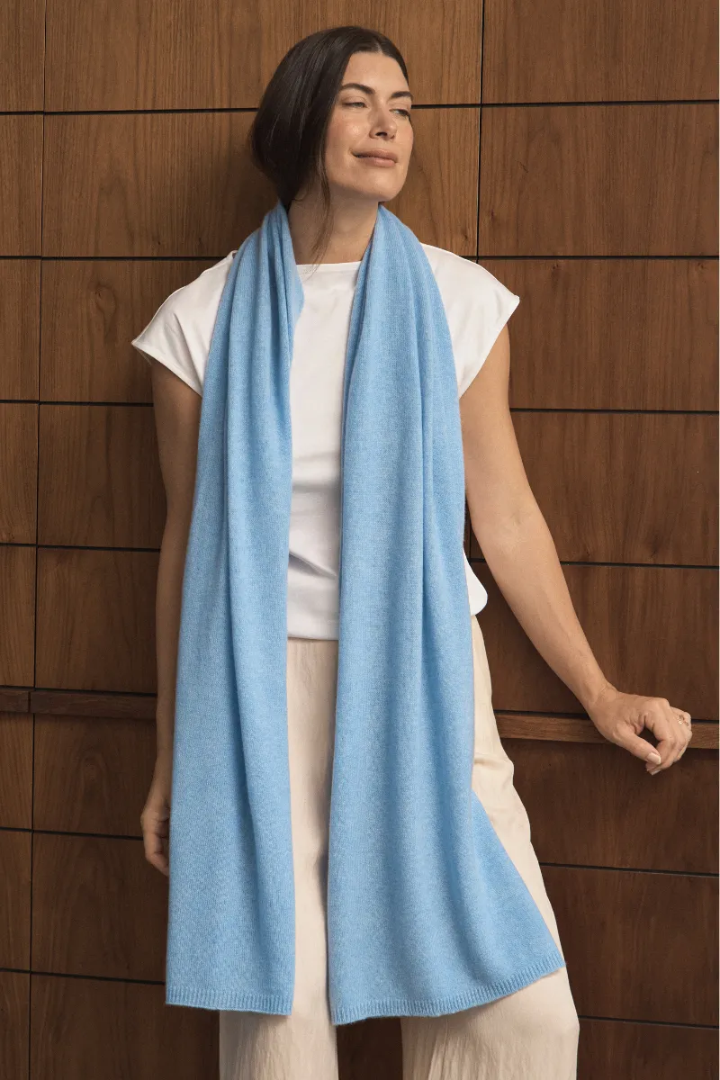 Cashmere Pale Blue Melange Wrap