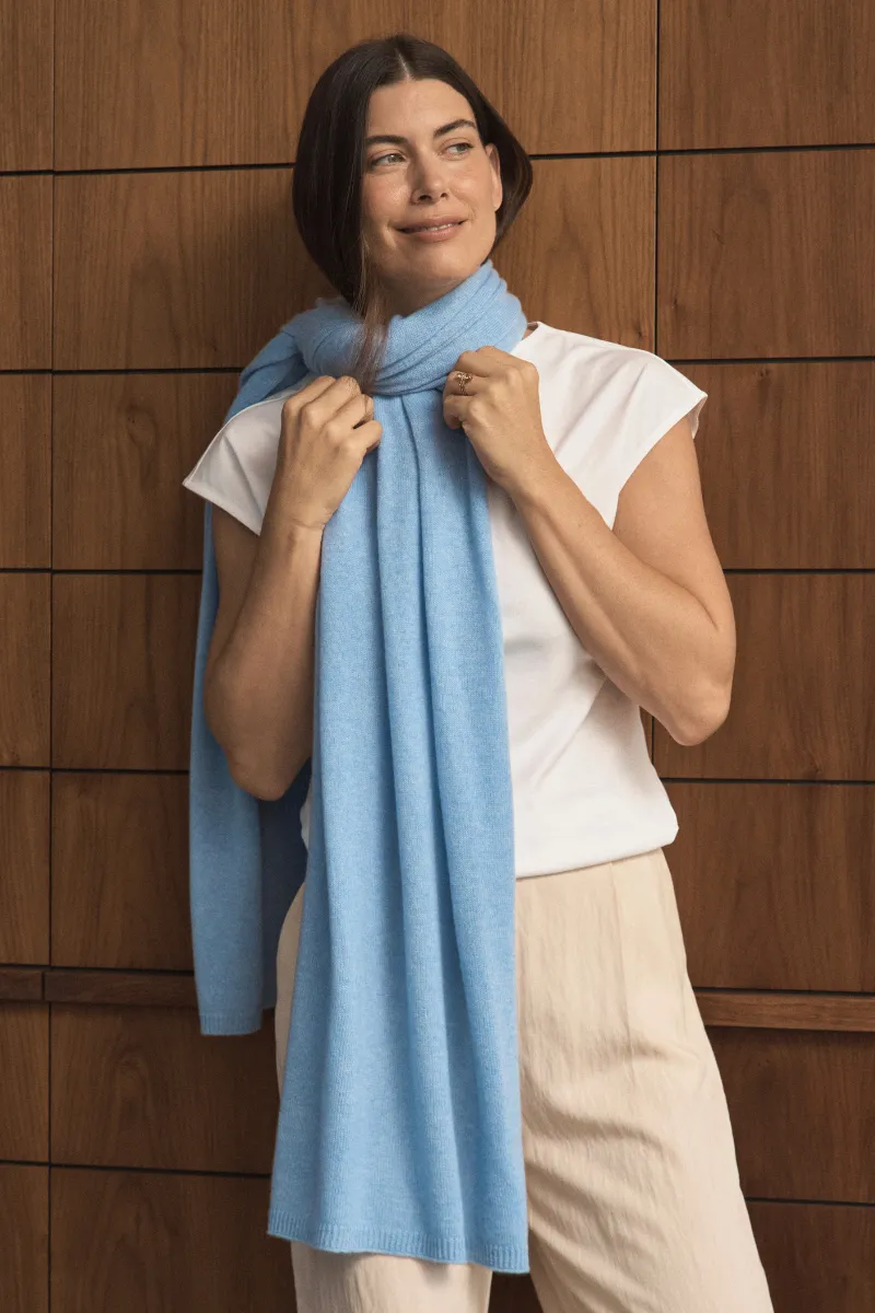 Cashmere Pale Blue Melange Wrap