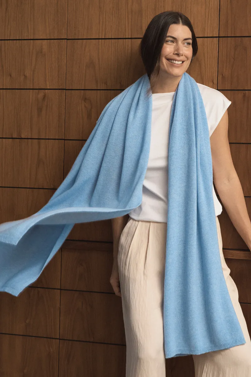 Cashmere Pale Blue Melange Wrap