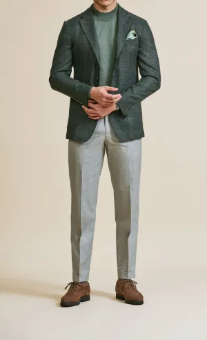 Cerruti Evergreen Merino Wool & Silk Basketweave