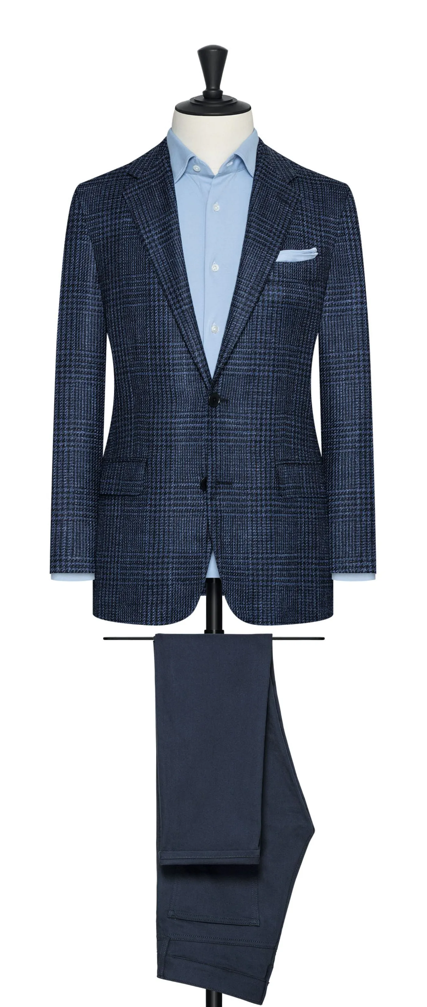 Cerruti Royal Blue Wool & Silk with Glencheck