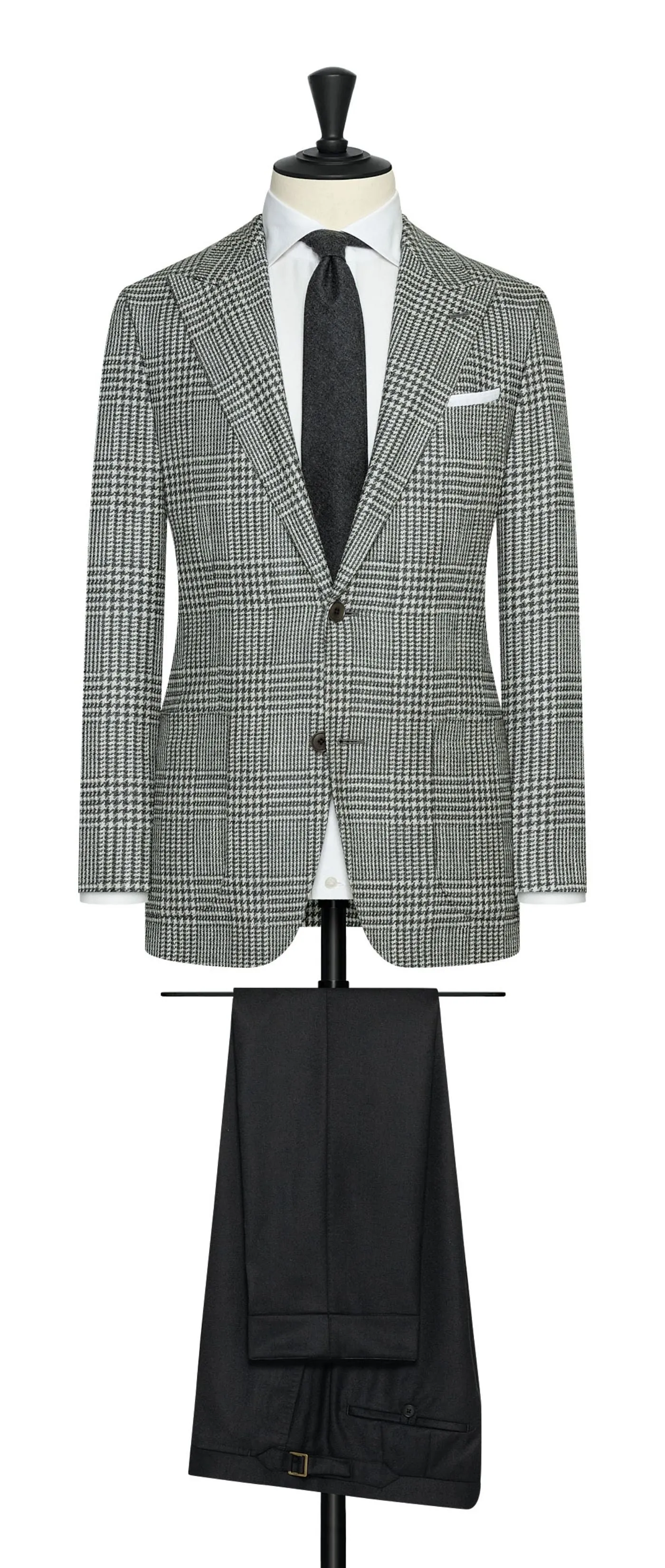 Cerruti Storm Grey Wool & Silk with Glencheck