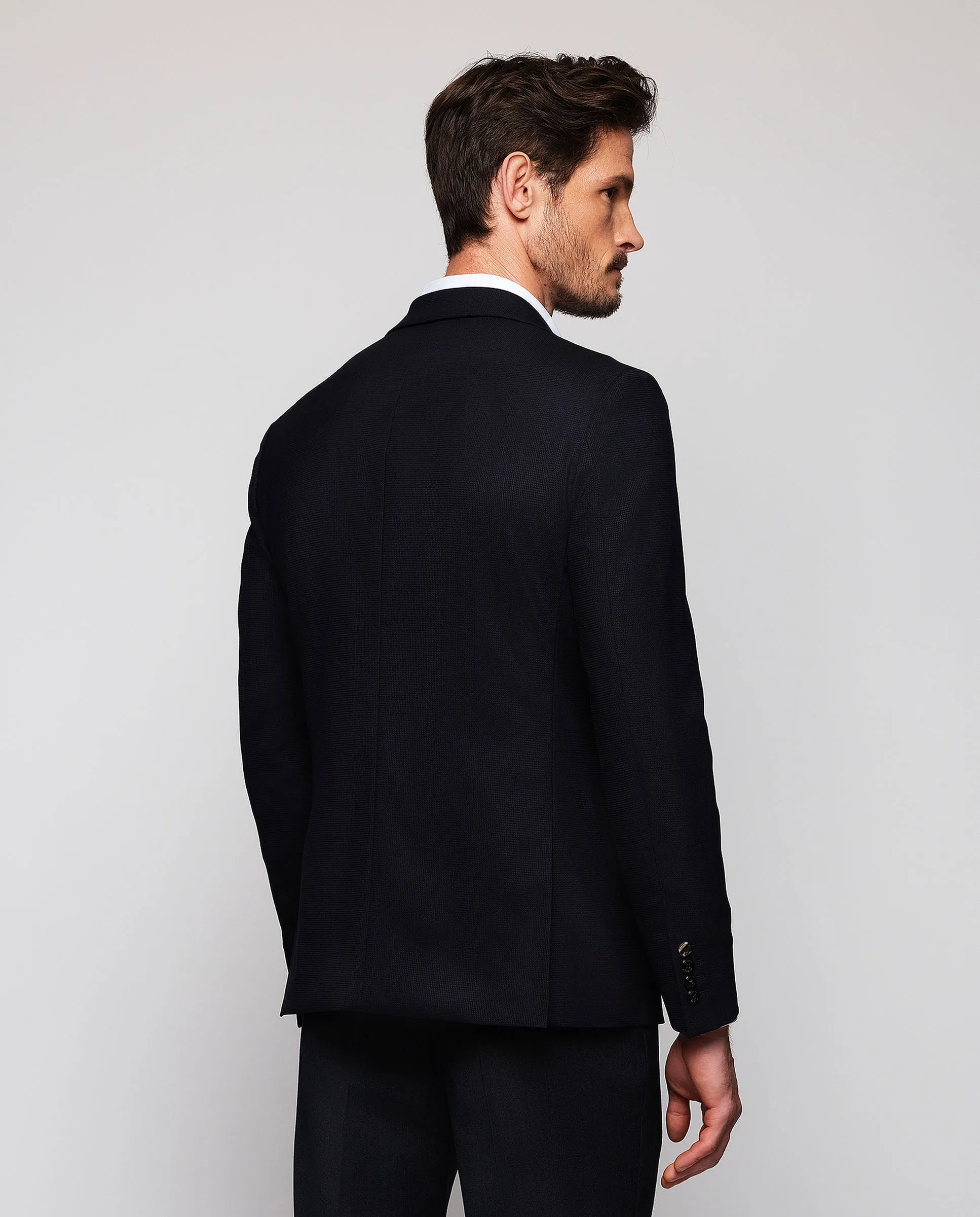 Chaqueta azul oscuro microestructura