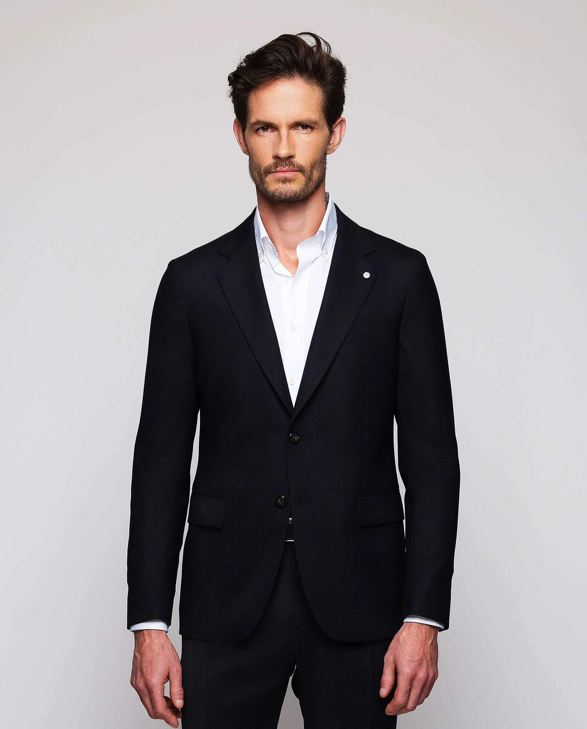 Chaqueta azul oscuro microestructura