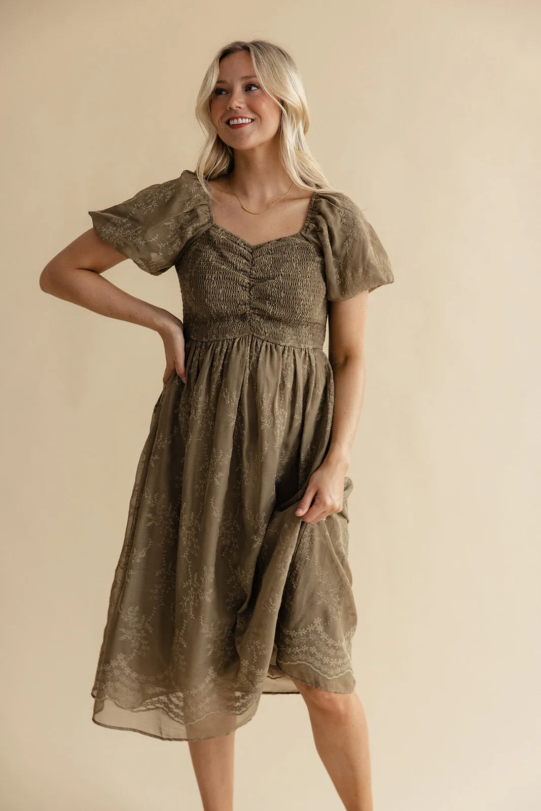 Christine Embroidered Chiffon Dress