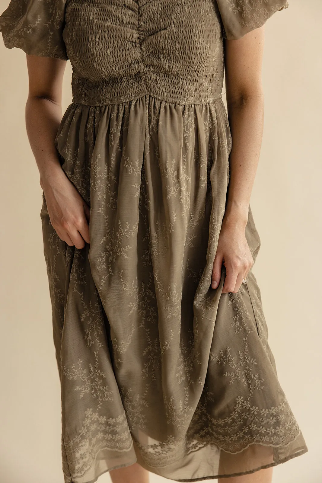 Christine Embroidered Chiffon Dress