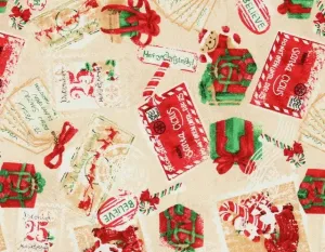 Christmas Gift Tags Cream by Making Seasons Bright by the YARD 2762
