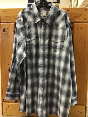 CL03-001-0778-2081-4XLT-Gry Plai Mens Roper L/S Snaps Gray Shadow Plaid