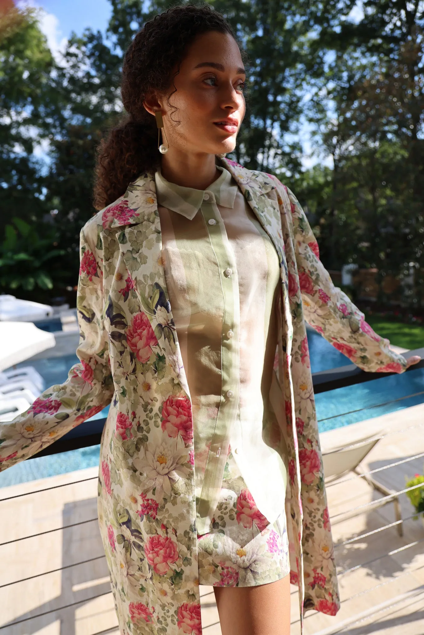 Claudia Linen Jacket in Rose