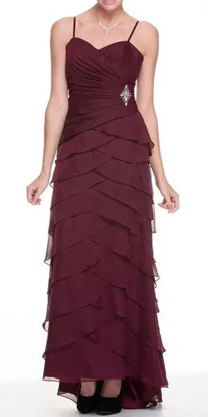 CLEARANCE - Juliet 1044 Spaghetti Strap Chiffon Formal Dress Multi Ruffle Hem (Size 3XL)
