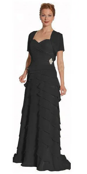 CLEARANCE - Juliet 1044 Spaghetti Strap Chiffon Formal Dress Multi Ruffle Hem (Size 3XL)