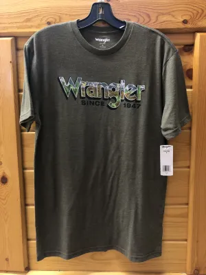 CLMQ6196E-XL-Olive Mens T Shirt Wrangler Logo Since 1947
