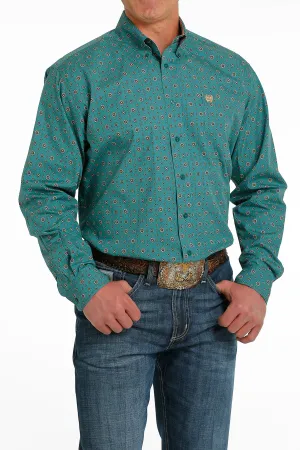 CLMTW1105558 Cinch Shirt L/S Geo Print Teal
