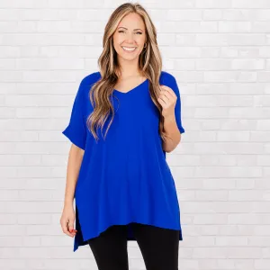 Comfy Travels Top, Bright Blue