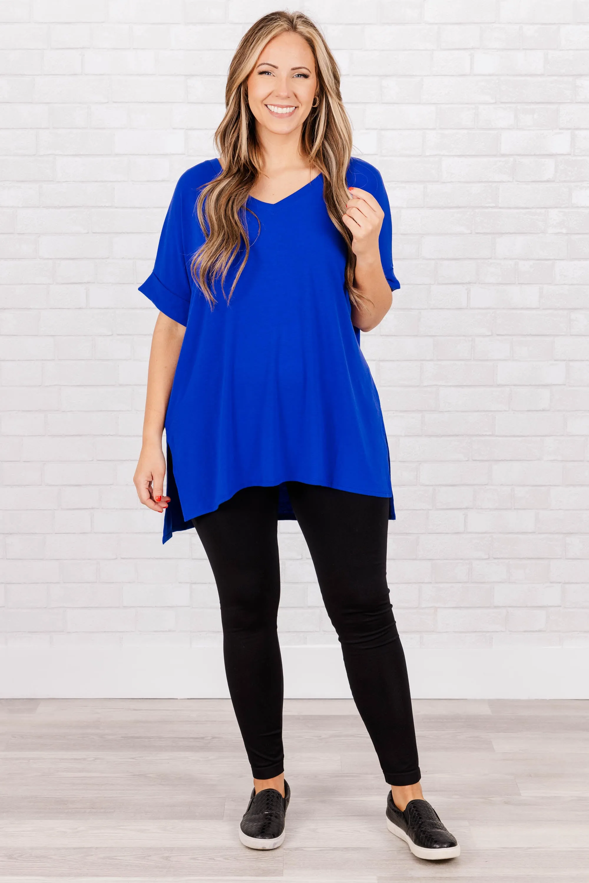 Comfy Travels Top, Bright Blue