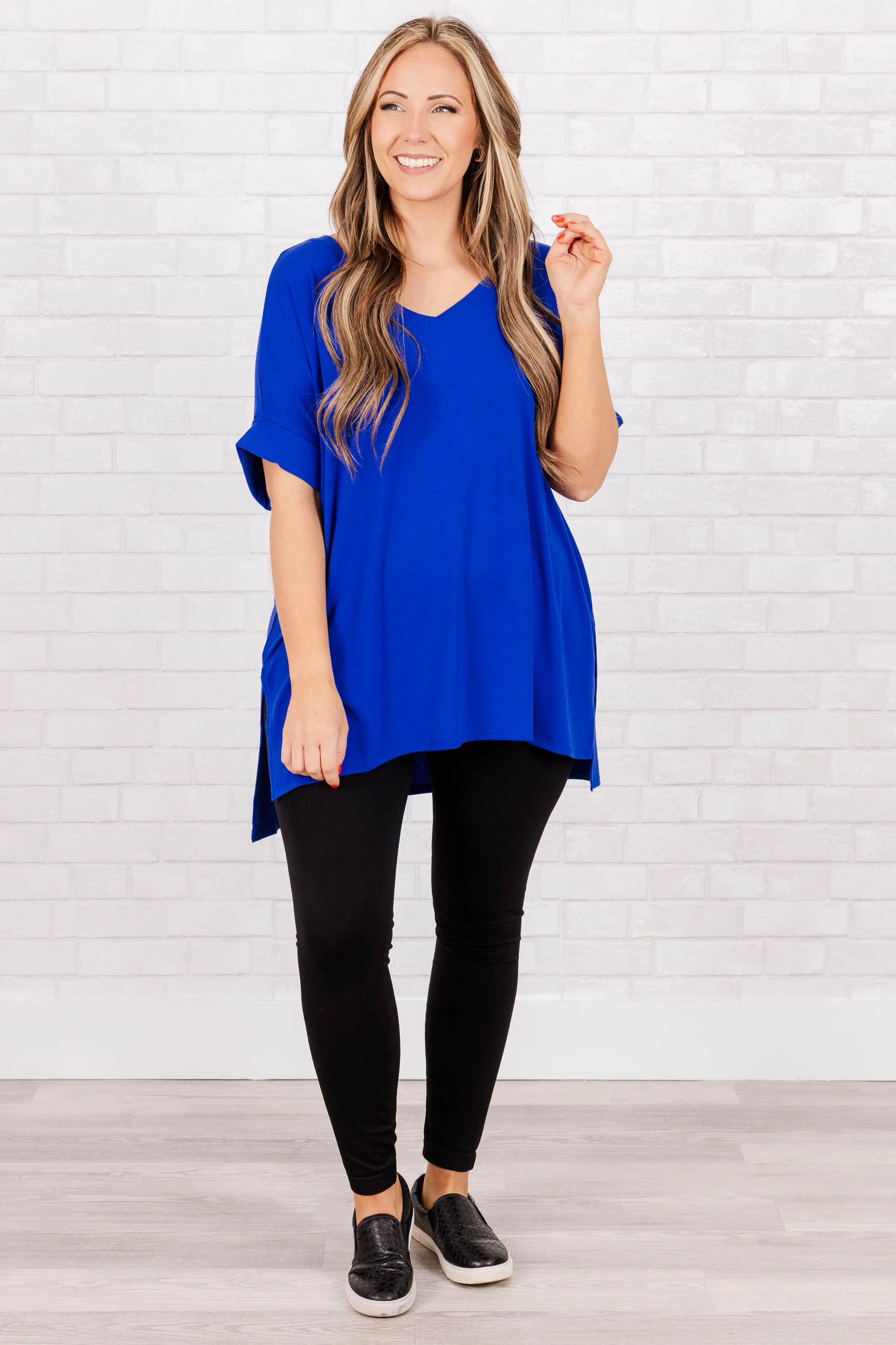 Comfy Travels Top, Bright Blue