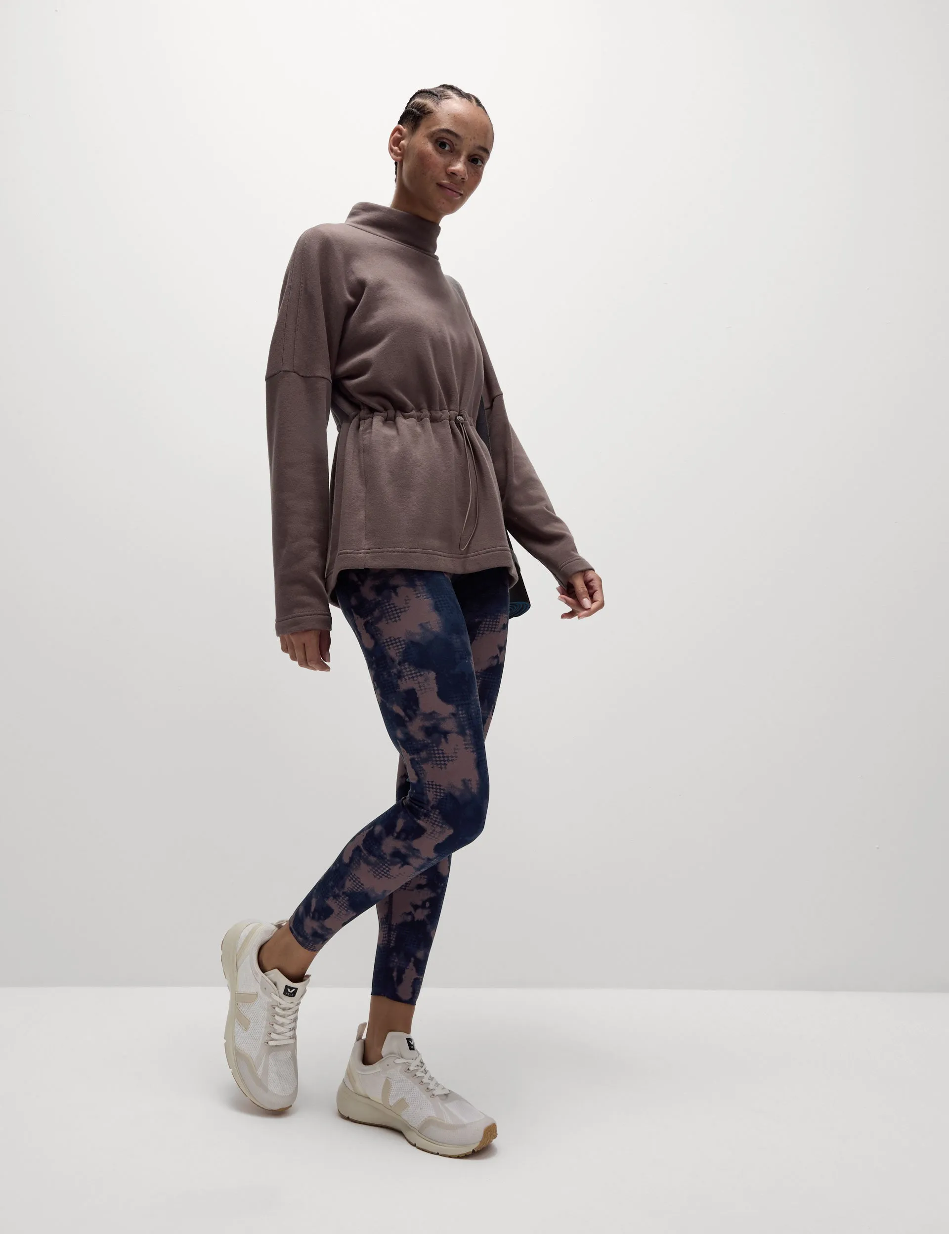 Cotton Rich Brushed Funnel Neck Sweatshirt - Taupe