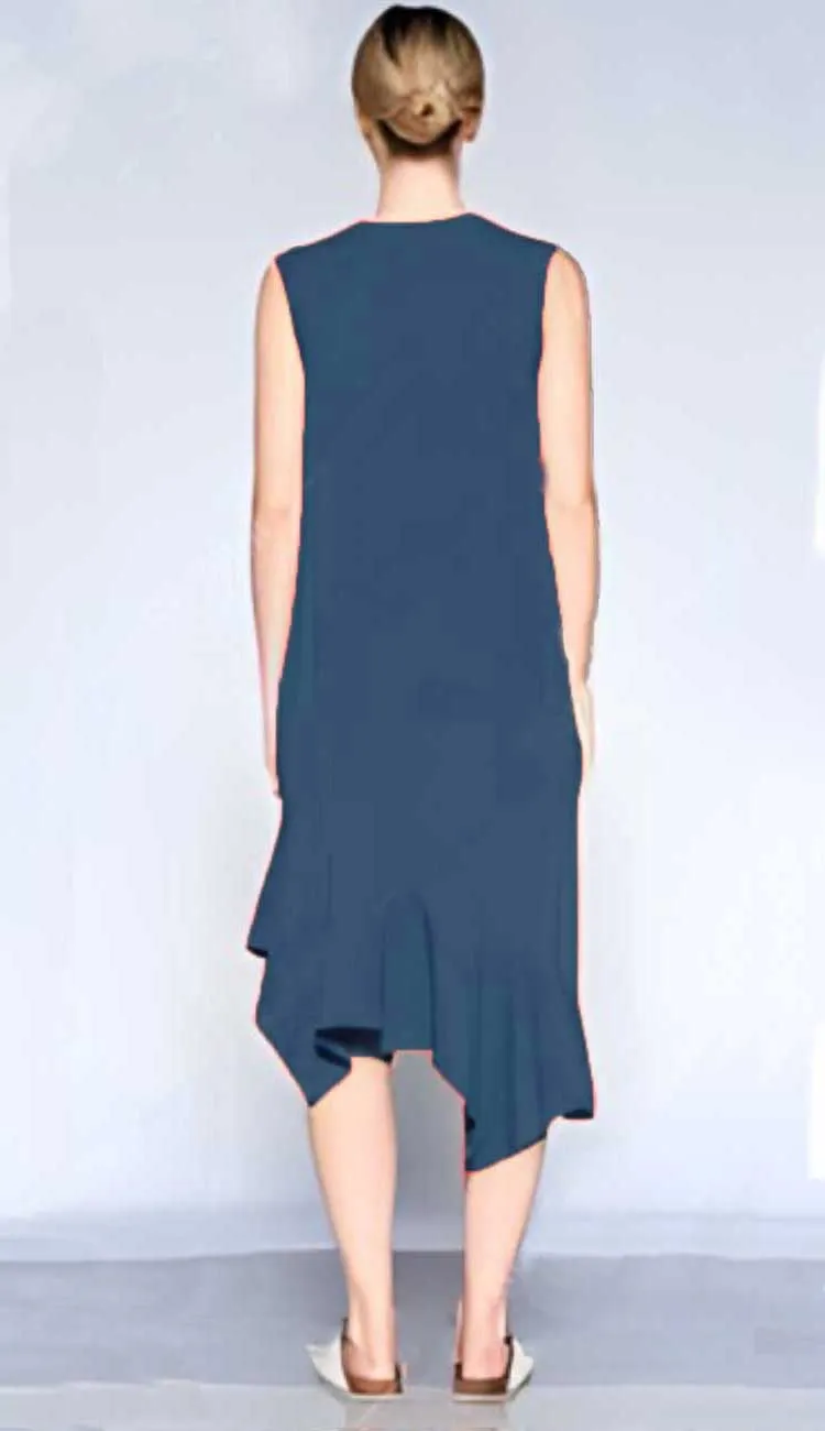 Crew Shell Dress Slanted Flounce Hem - Indie