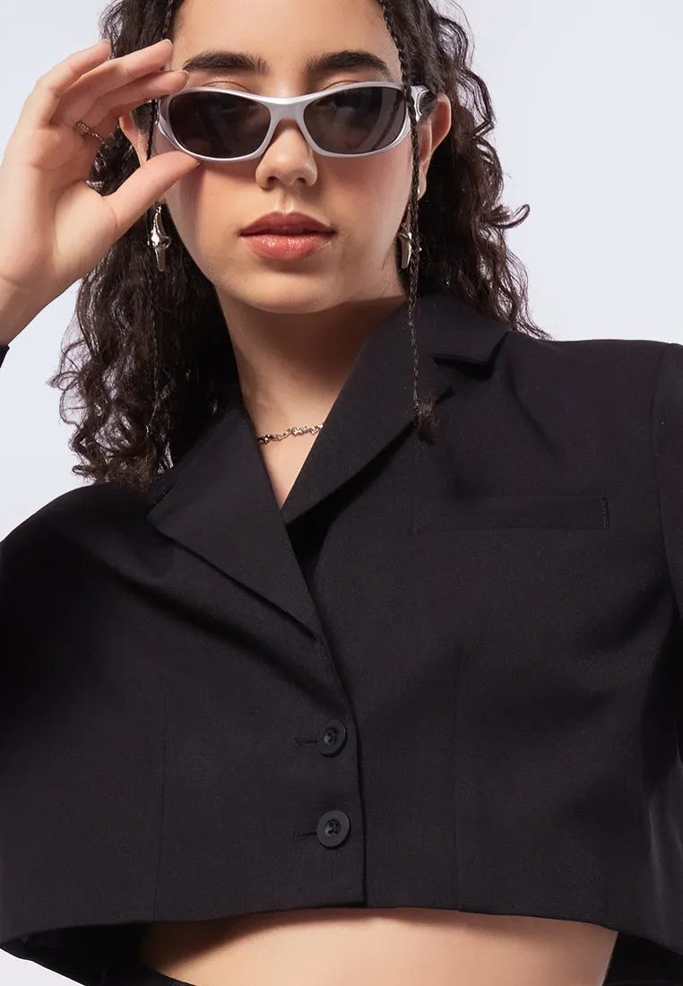Crop Blazer with Tied Sleeves