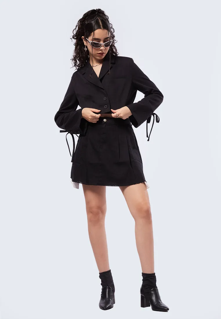 Crop Blazer with Tied Sleeves