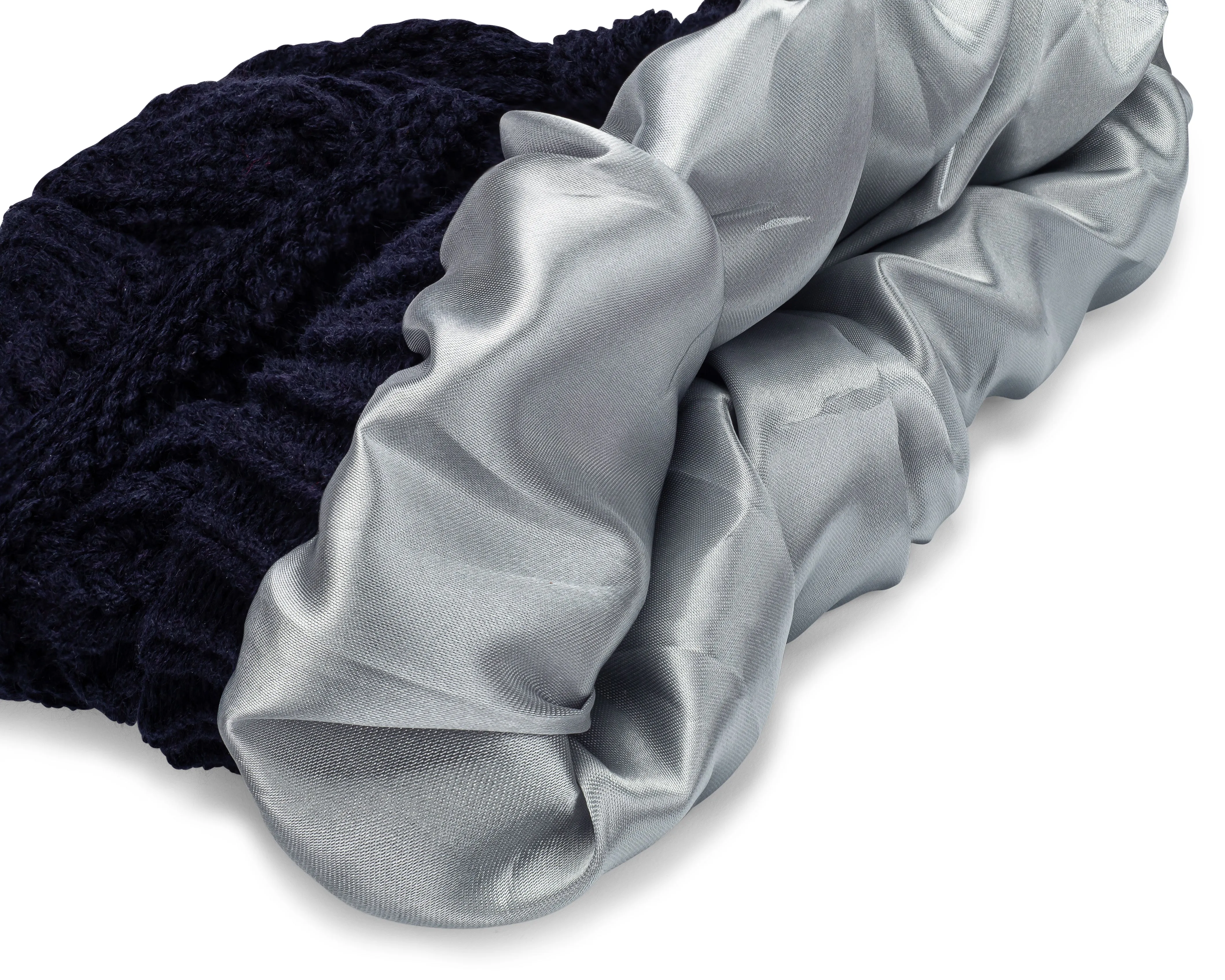 Curly Girl® SATIN LINED Womens Winter Cable Knit Beanie Hat with Resealable Storage Bag, Curly Girl Approved and Curly Girl Method