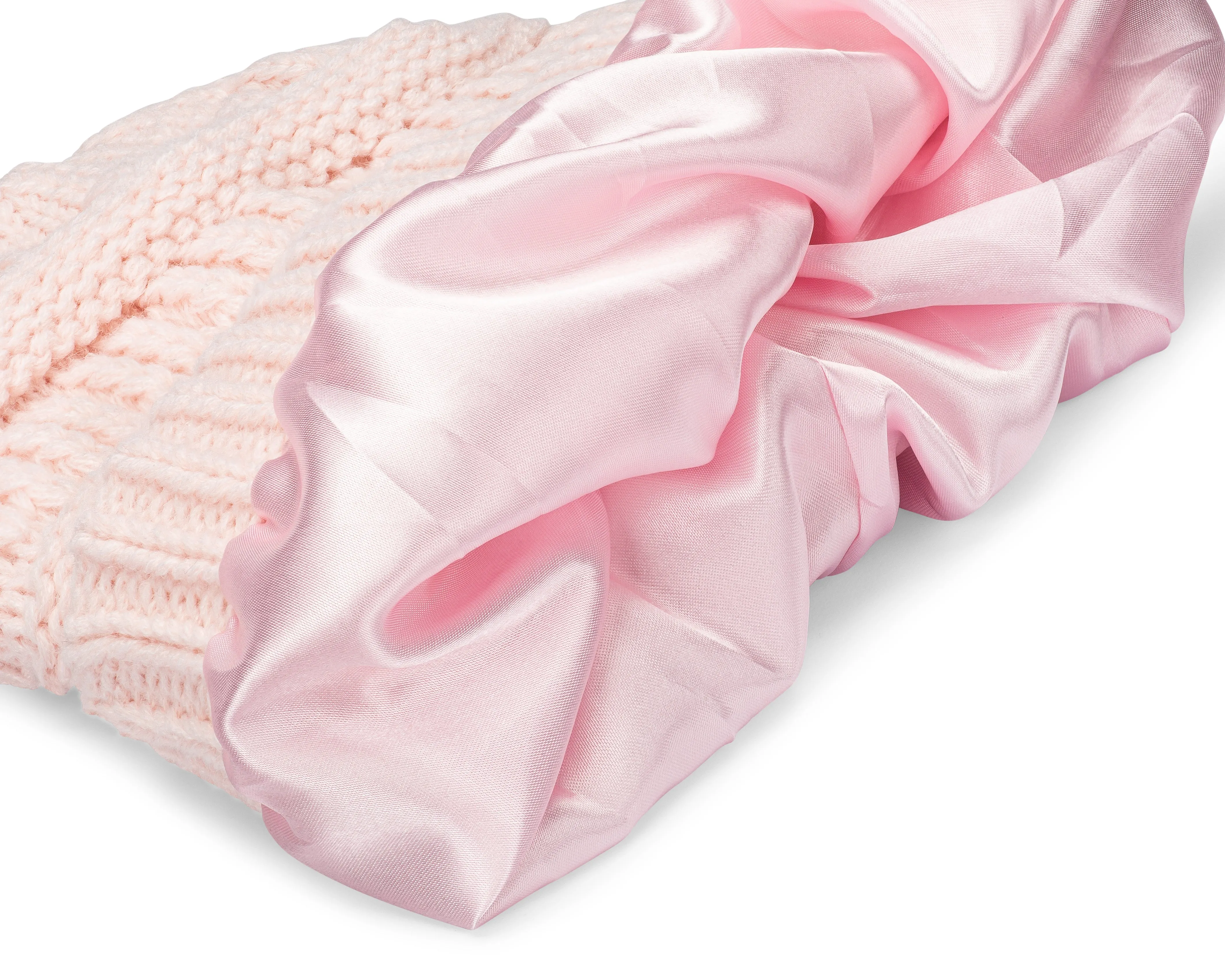 Curly Girl® SATIN LINED Womens Winter Cable Knit Beanie Hat with Resealable Storage Bag, Curly Girl Approved and Curly Girl Method