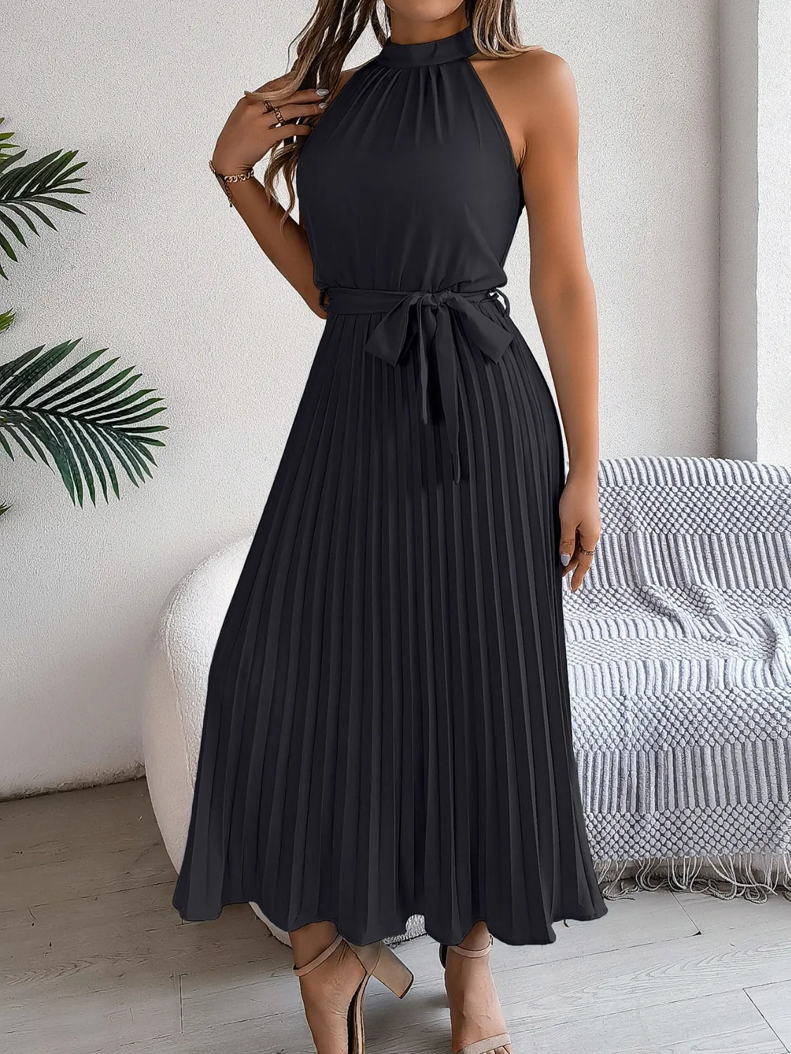 Cute Pink Sleeveless Midi Dress Elegant & Flowy Girls Dress Beautiful Design