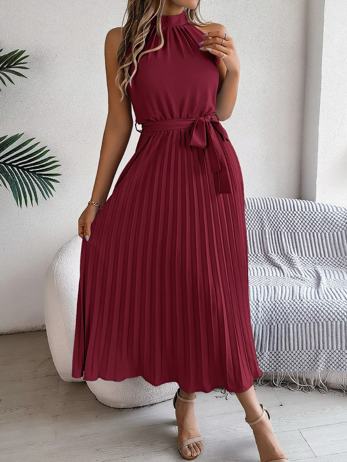 Cute Pink Sleeveless Midi Dress Elegant & Flowy Girls Dress Beautiful Design