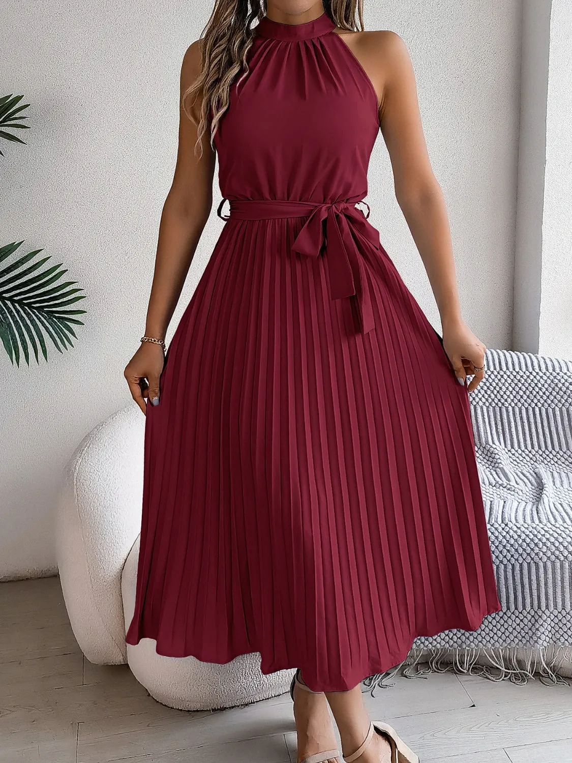 Cute Pink Sleeveless Midi Dress Elegant & Flowy Girls Dress Beautiful Design