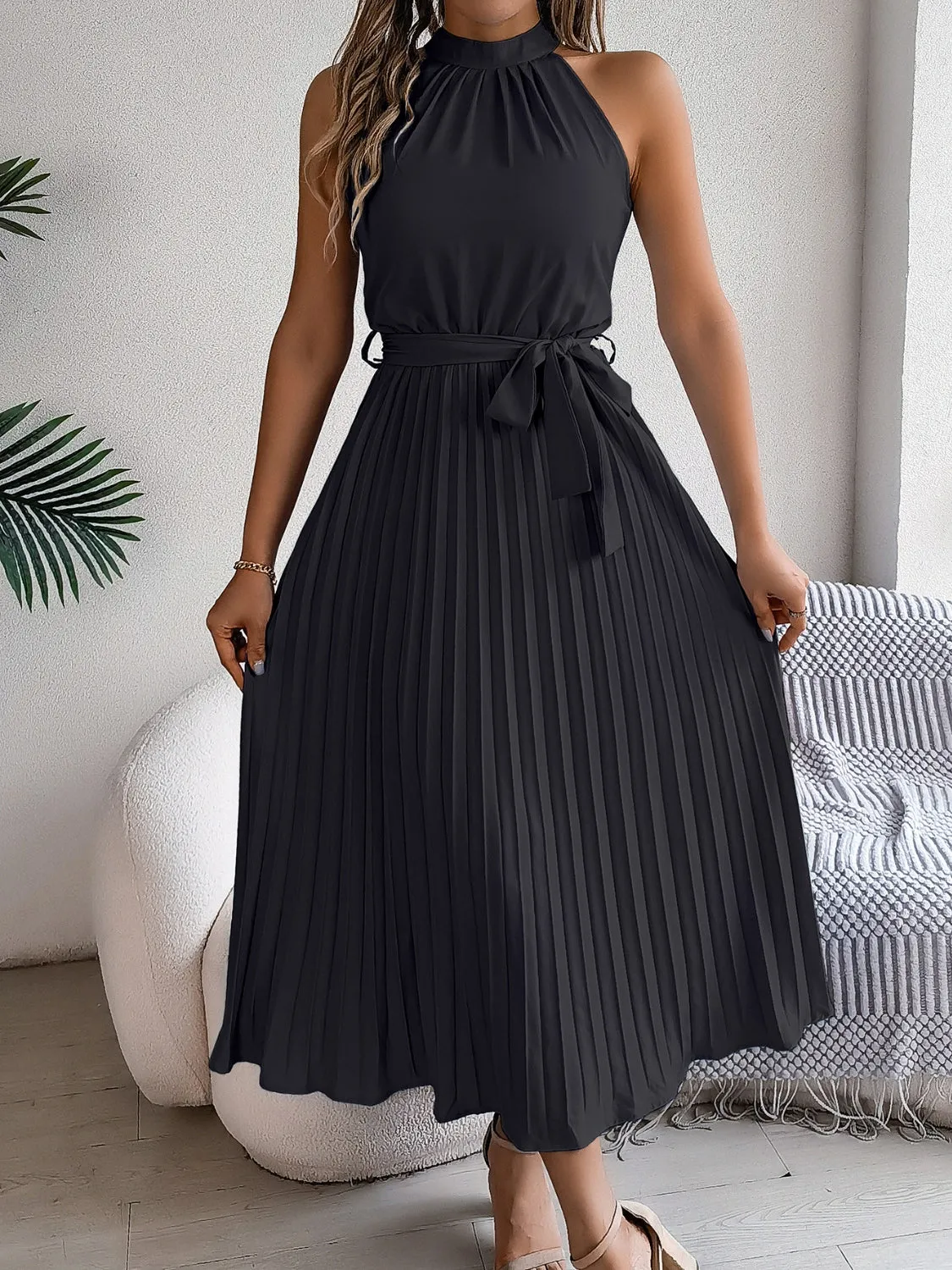 Cute Pink Sleeveless Midi Dress Elegant & Flowy Girls Dress Beautiful Design