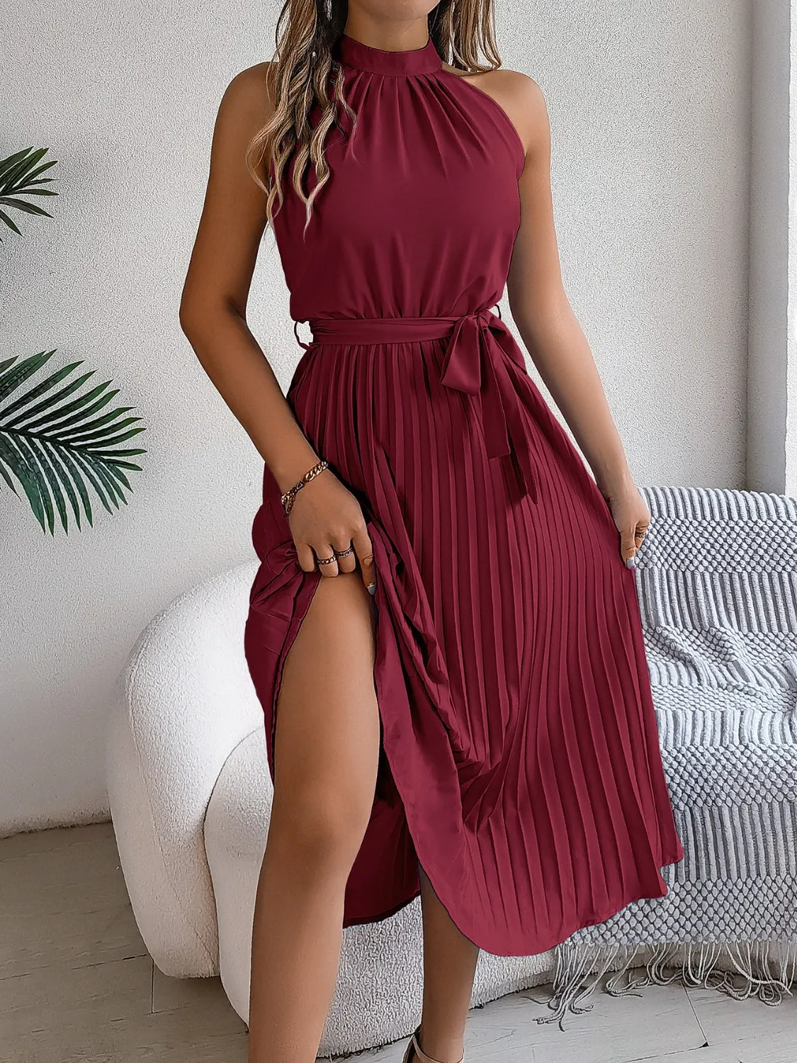 Cute Pink Sleeveless Midi Dress Elegant & Flowy Girls Dress Beautiful Design