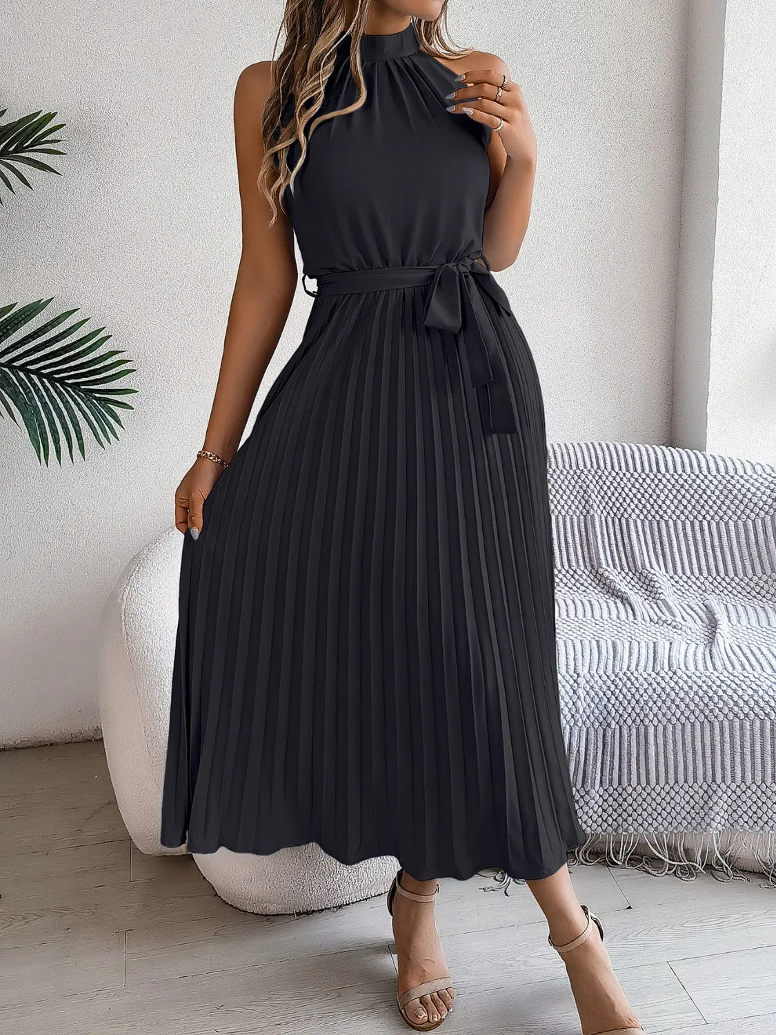 Cute Pink Sleeveless Midi Dress Elegant & Flowy Girls Dress Beautiful Design