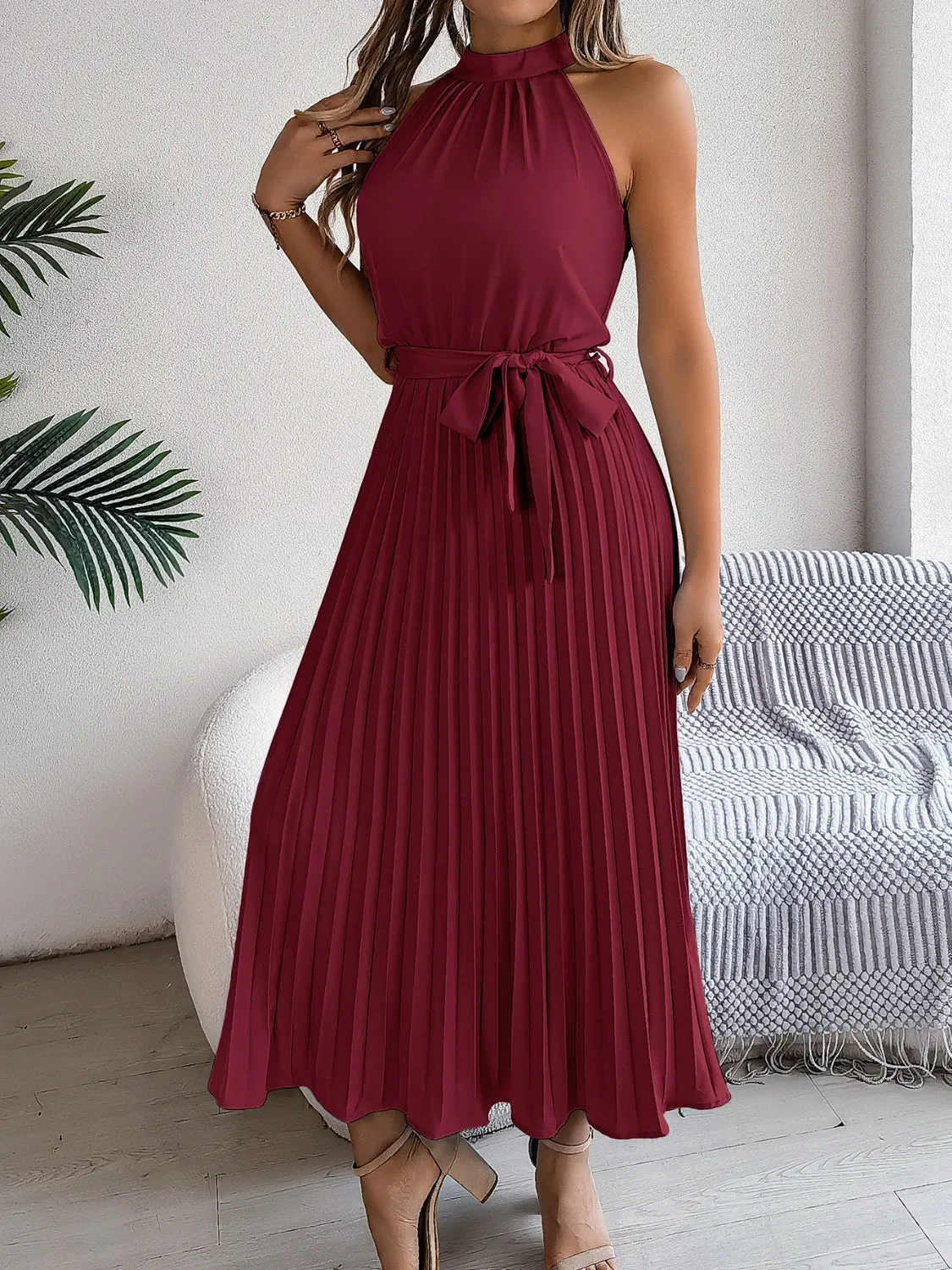 Cute Pink Sleeveless Midi Dress Elegant & Flowy Girls Dress Beautiful Design