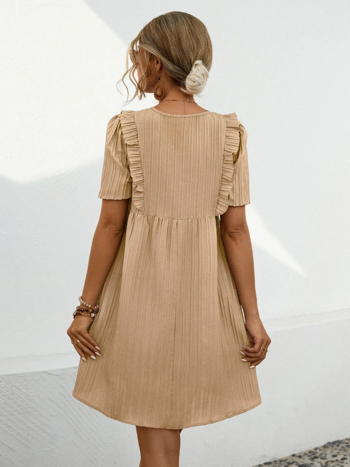 Daniella Tie Neck Short Sleeve Mini Dress