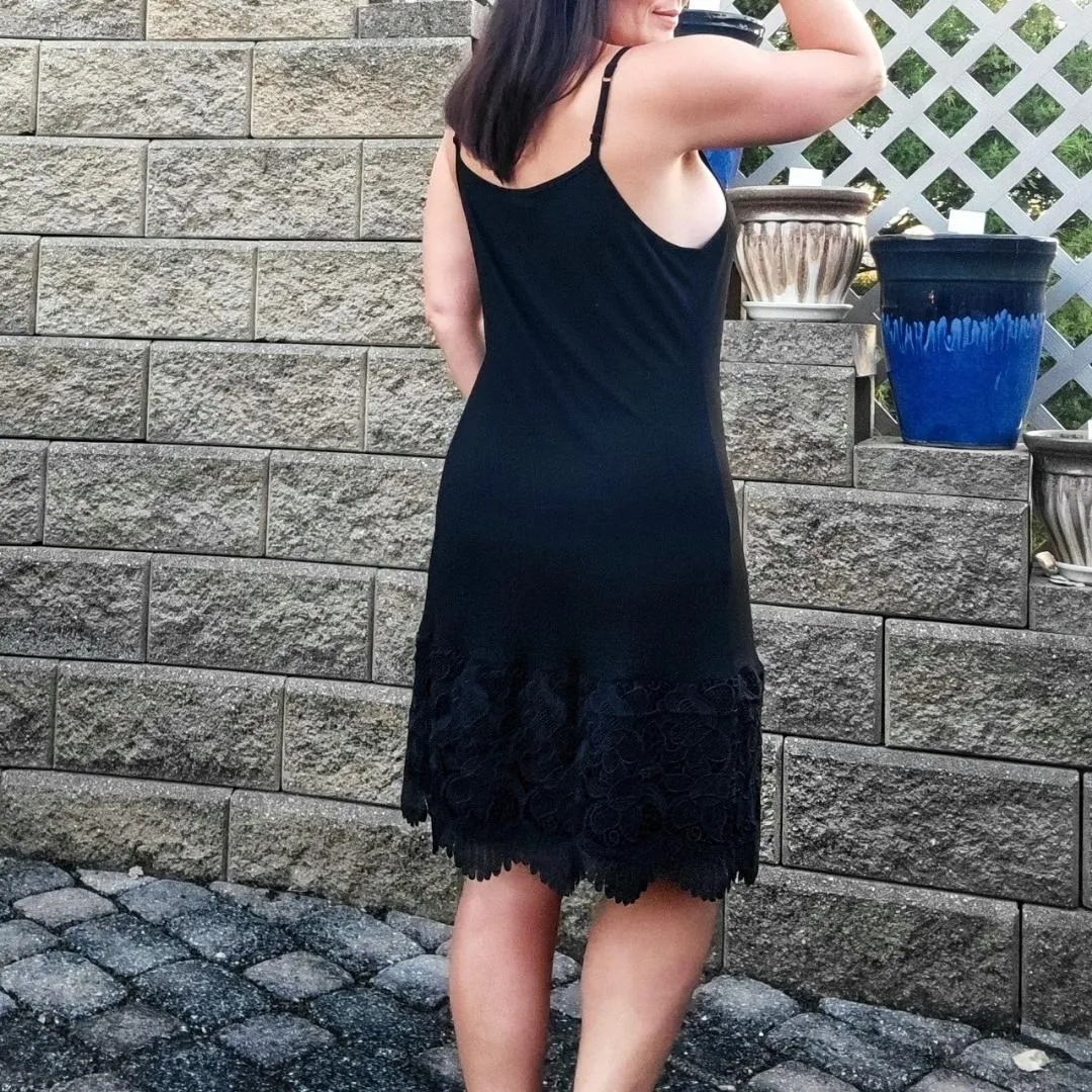 Dark Chocolate Brown New Scalloped Guipure Lace Dress Extender Slip