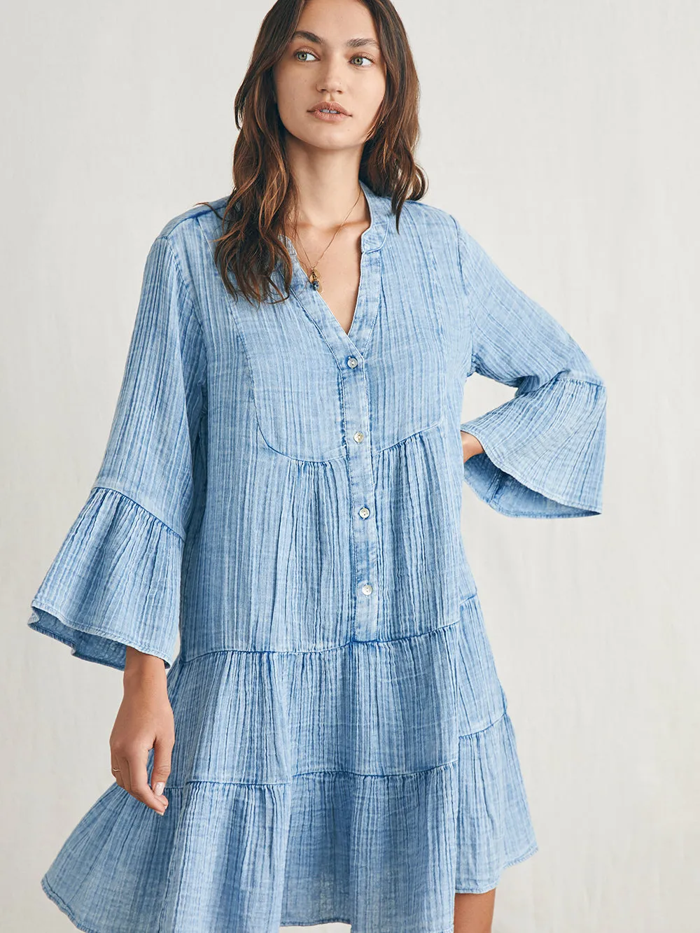 Dream Cotton Gauze Kasey Dress - Light Indigo Wash