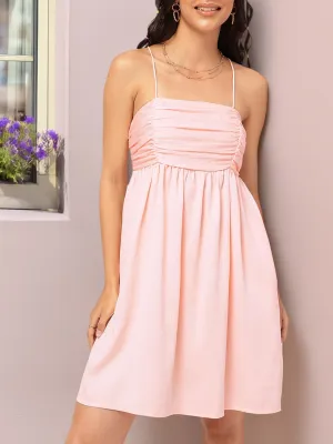DressBerry Pastel Ruched Romance Smocked A-Line Dress