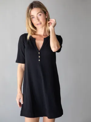 Easy Street Ribbed Mini Dress - Black