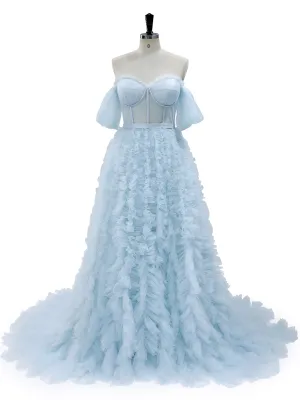 Elegant Corset Top with Ruffles Prom Dress Photo Shoot Photography Gown YW231159